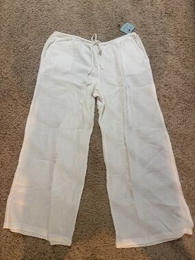 Shade & Shore White Straight-Leg Drawstring Pants